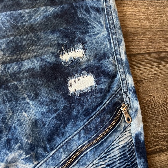 Rock Revival Men's Moto Daviday Acid Wash Jeans Size 36x32 - Picture 9 of 10